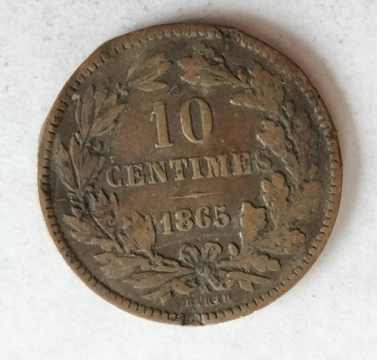 moneta Luksemburg 10 centimes 1865