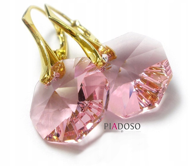 Krásné krystaly Náušnice Light Rose Zlaté Stříbro