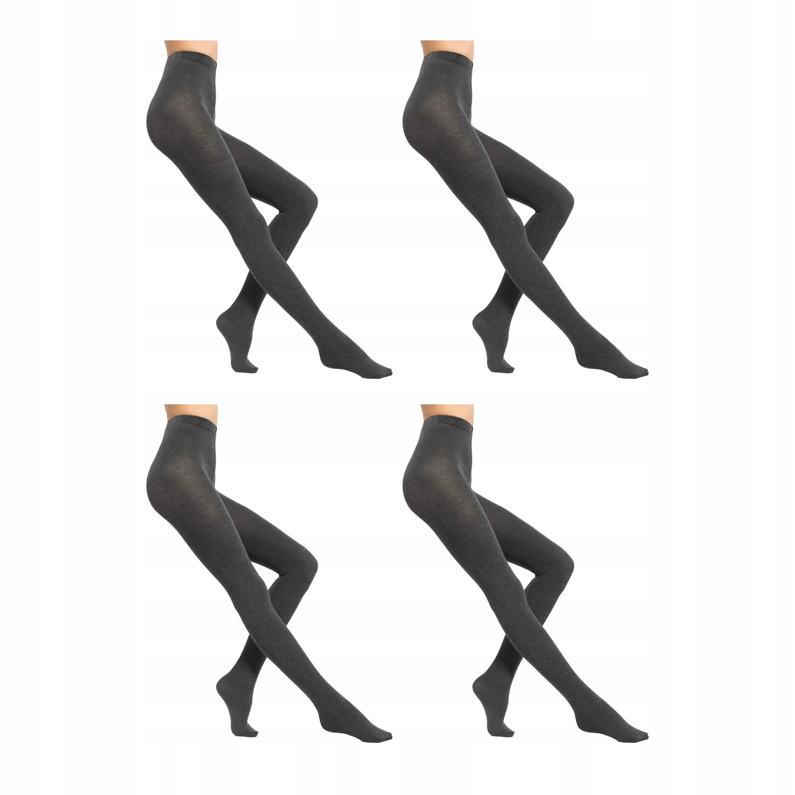 4 páry Punčocháče s příměsí vlny 4x Grey Melange 2-S