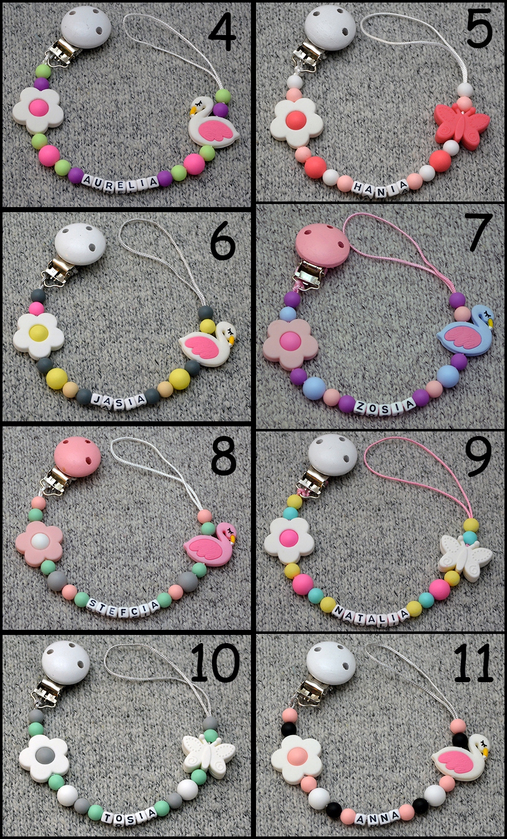 ZAWIESZKA SILIKONOWA Z IMIENIEM DO SMOCZKA WZORY Kolor wielokolorowy