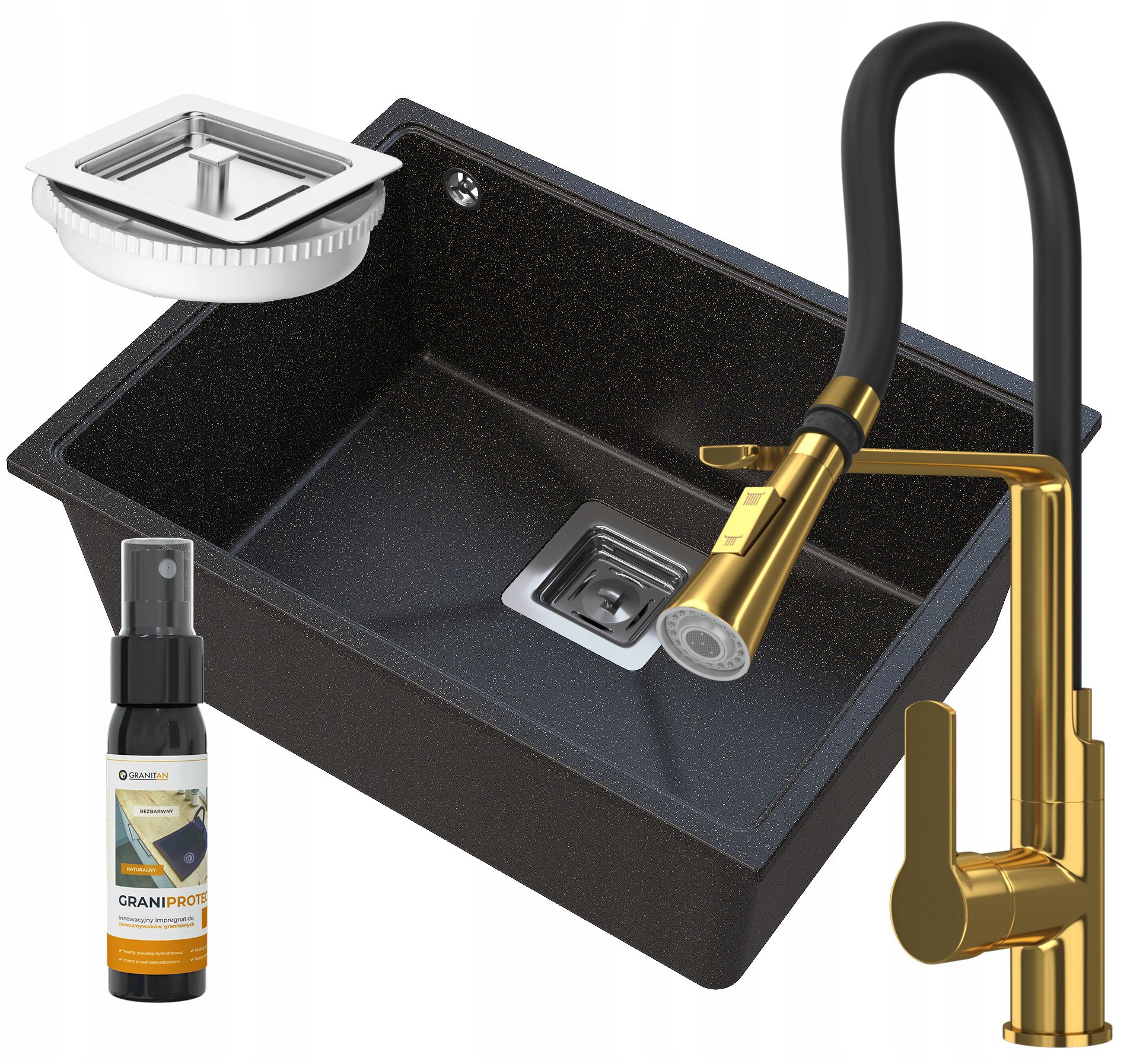 Poddoskový Drez Granit Zlatý, Sada Napo 55