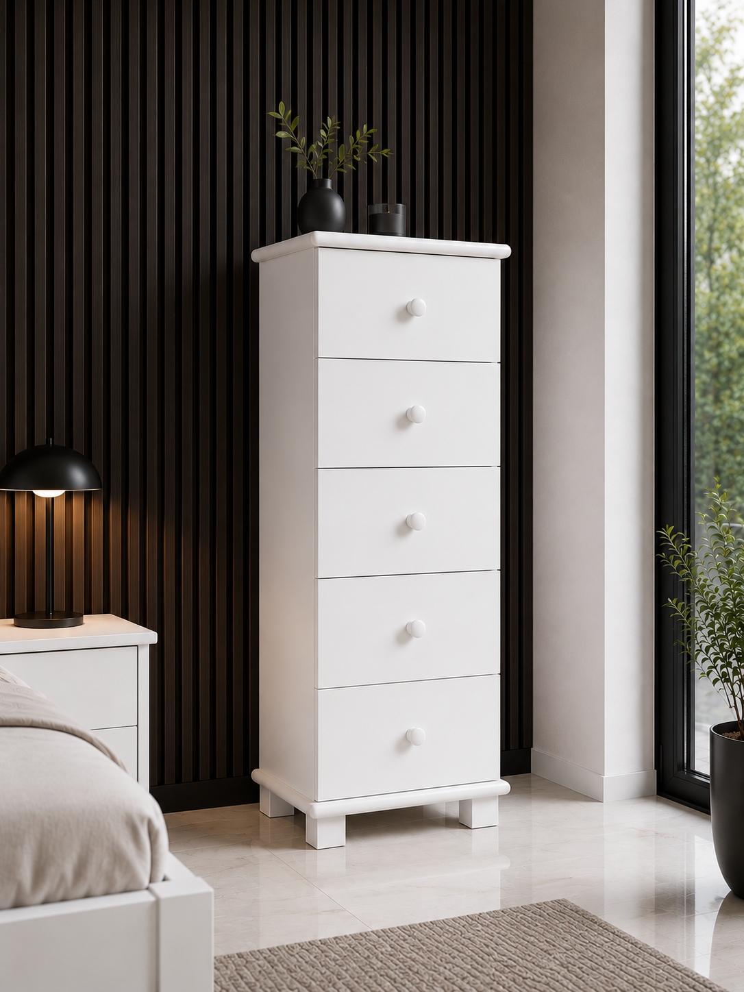 Komoda Dřevěná Skříňka Bílá 40X120 cm Borovicová Zásuvky Moderní KN24