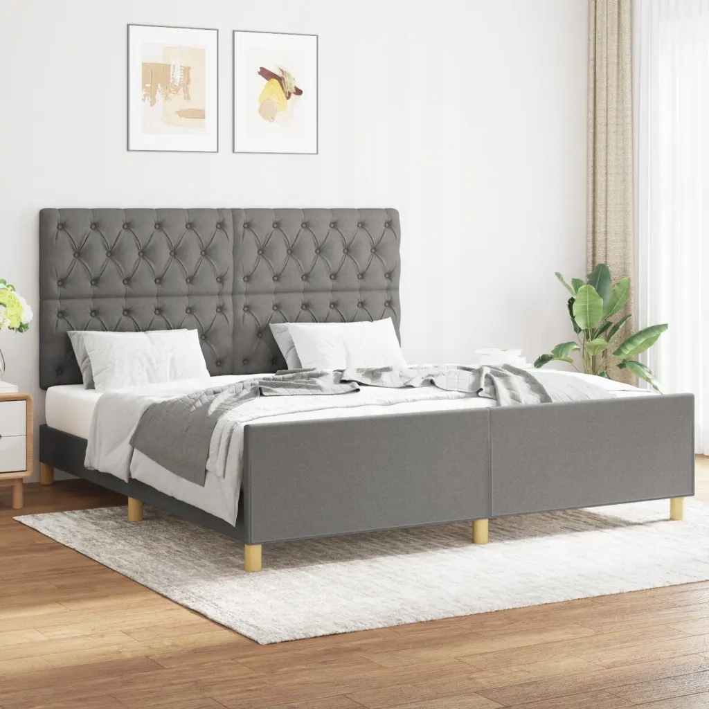 Rám postele bez matrace tmavě šedý 160 x 200 cm textil Šedá 3125309