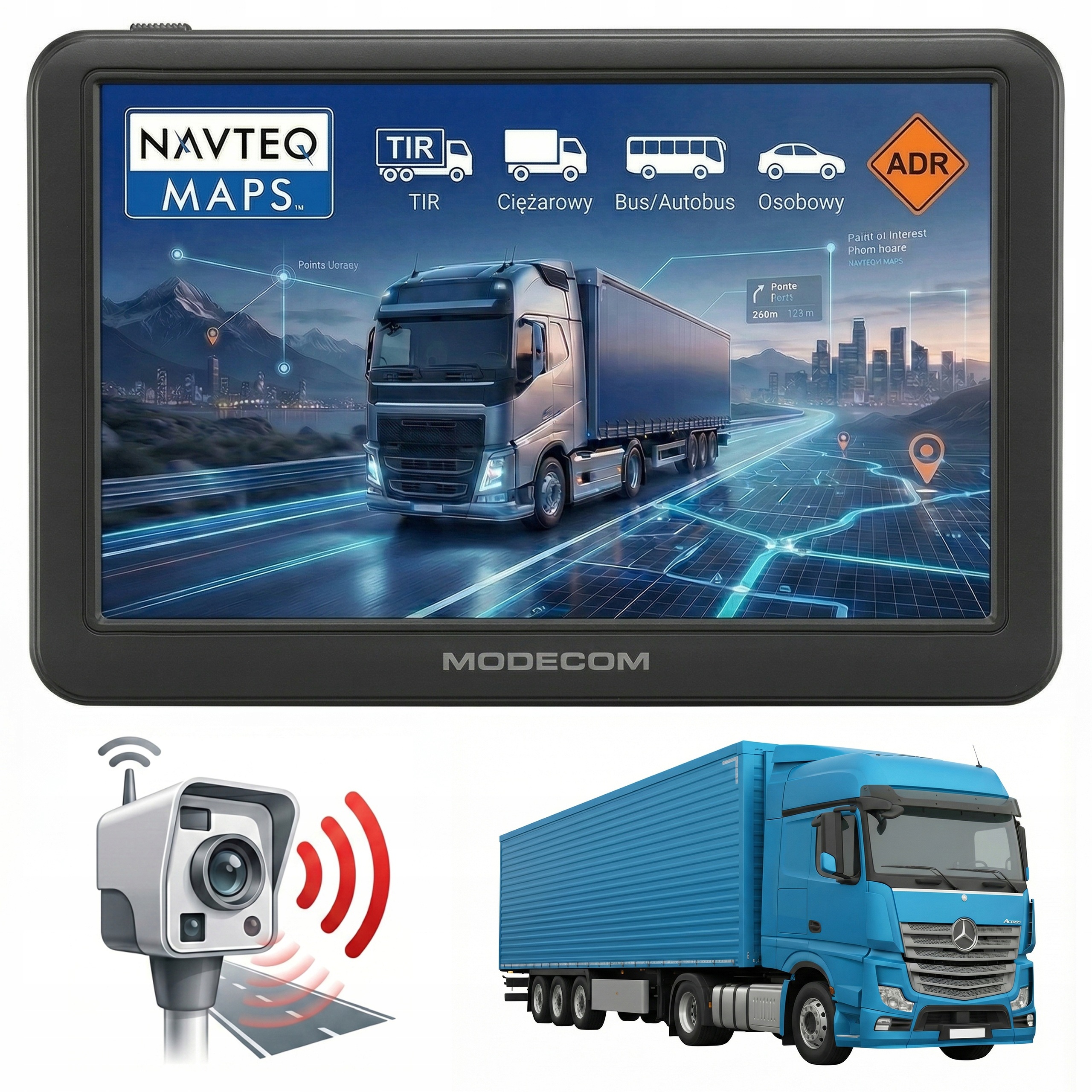 Navigácia 7 palcov Nákladné autá Modecom CX 7.0 Truck Tir Bus Fotoradary 2026