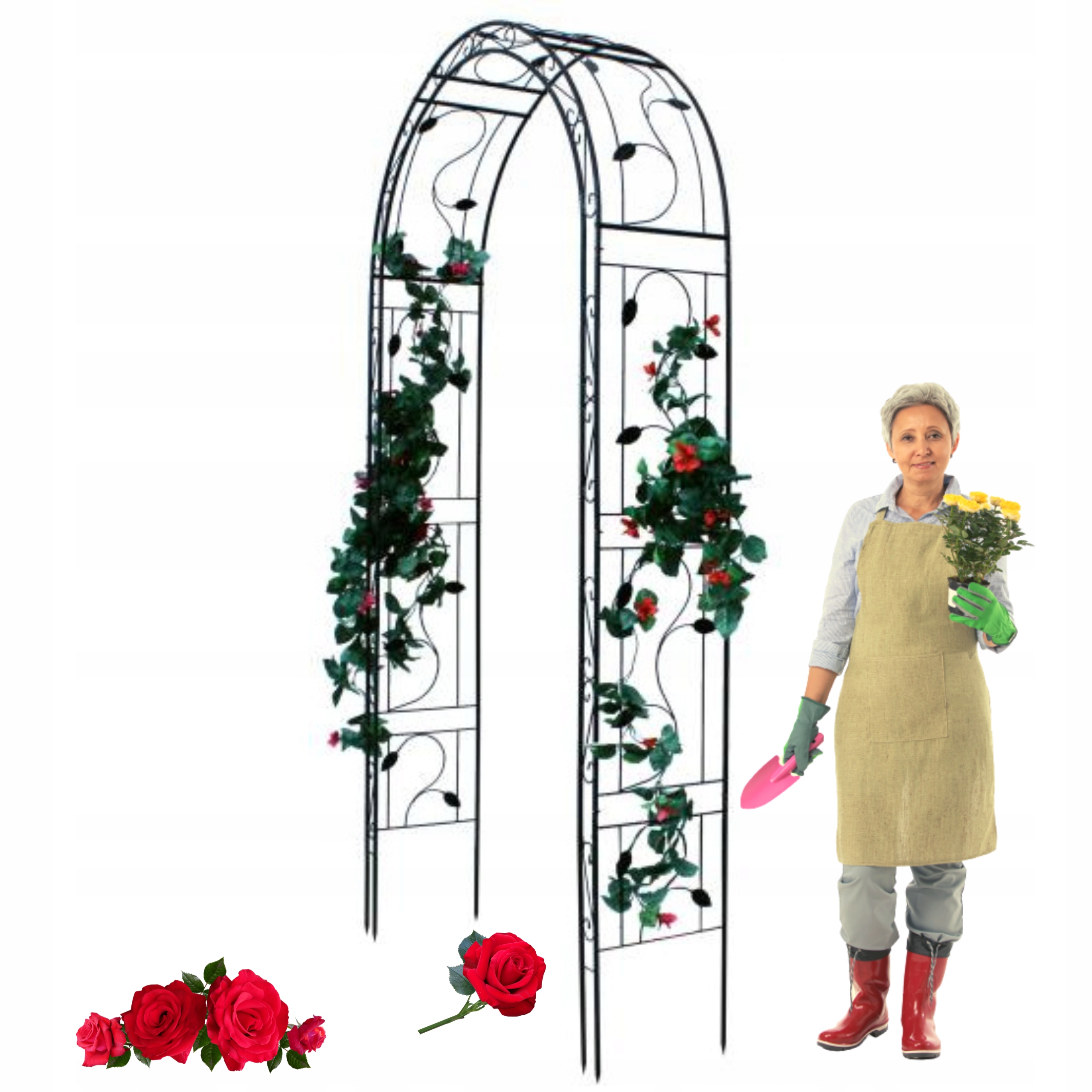 

Pergola Ogrodowa metalowa Róż kwiatów Łuk 260x39cm