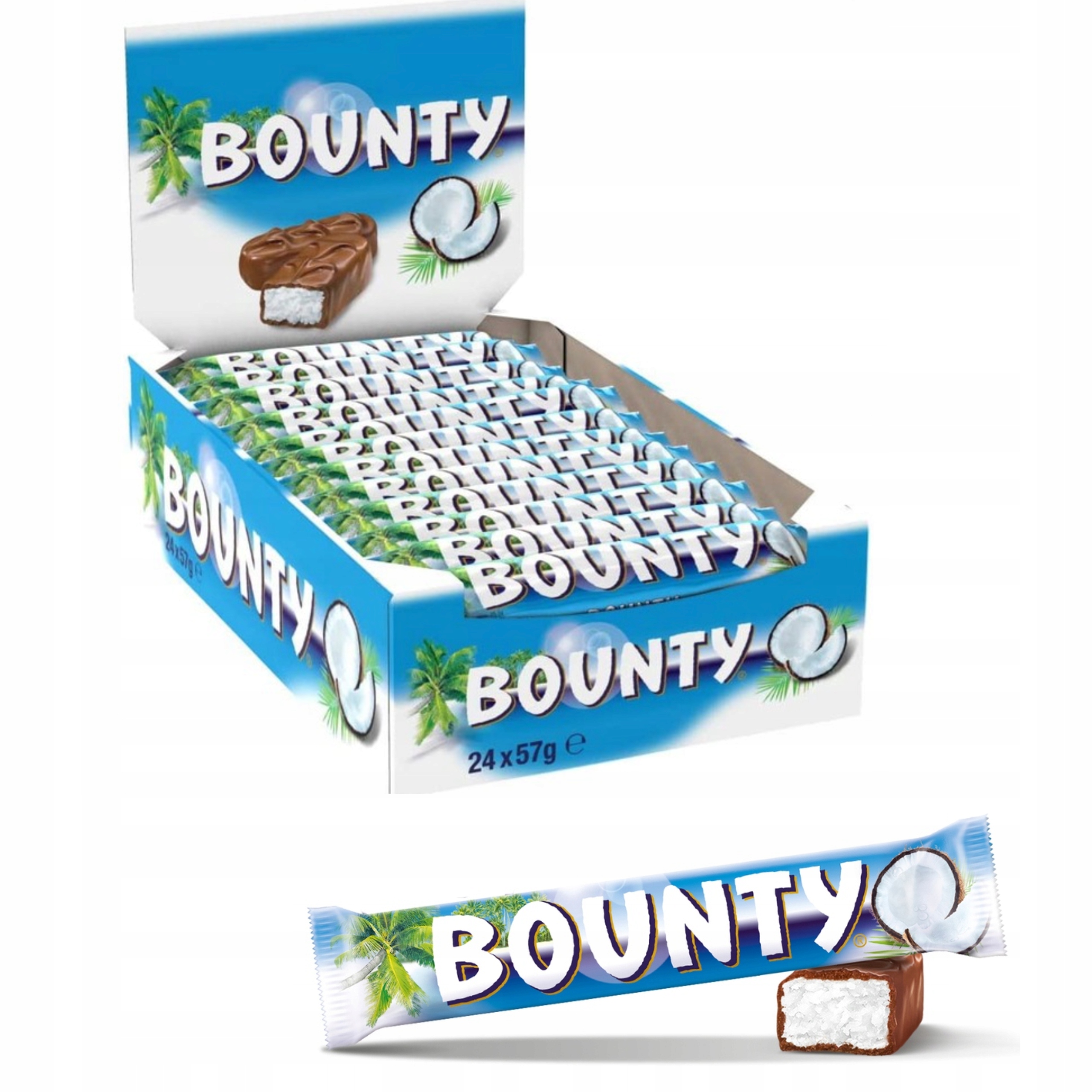 Zestaw 24szt Bounty Baton Kokosowy 57g – Kokos w Czekoladzie Mlecznej