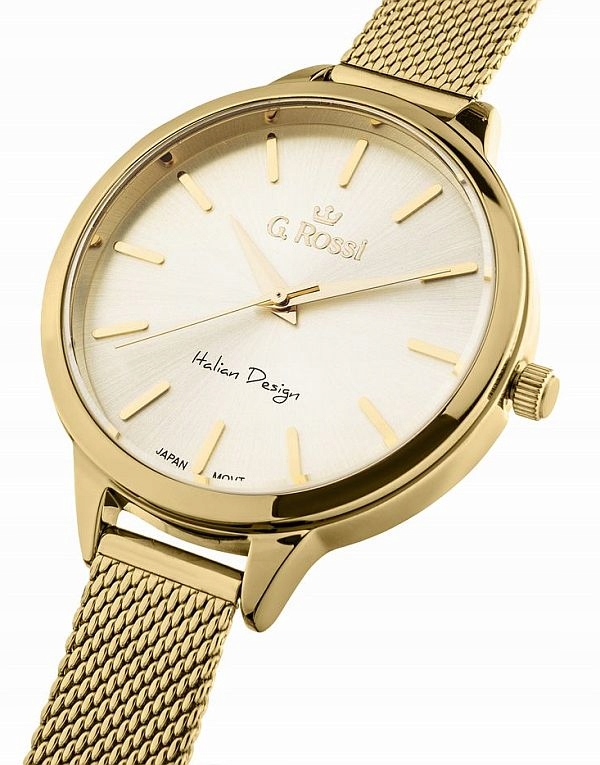 

Złoty Zegarek Damski G.rossi G.R10296B Mesh Box