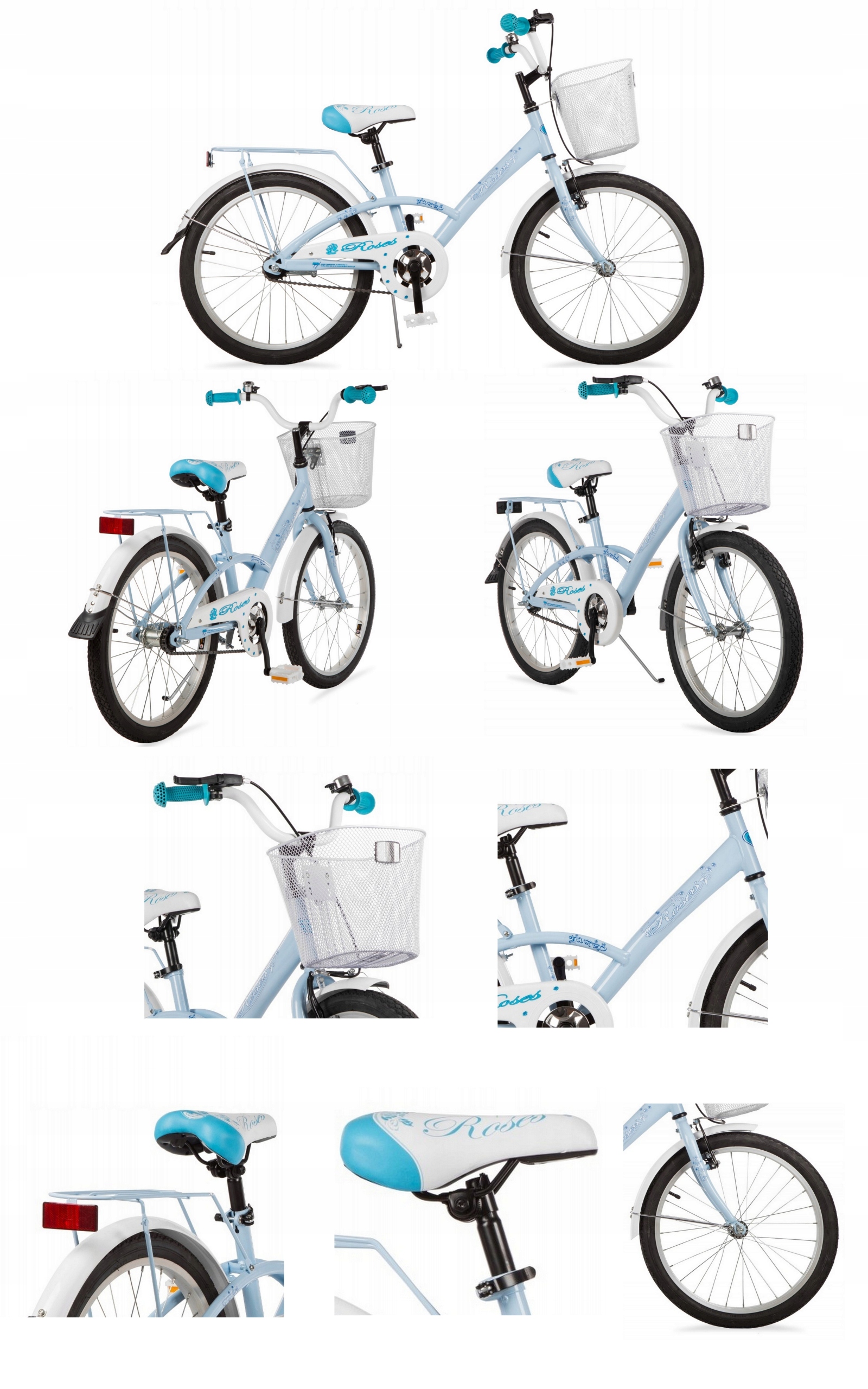 Polski Rower dla dziewczynki 20 cali Roses Błękitny Pastel Polski Producent