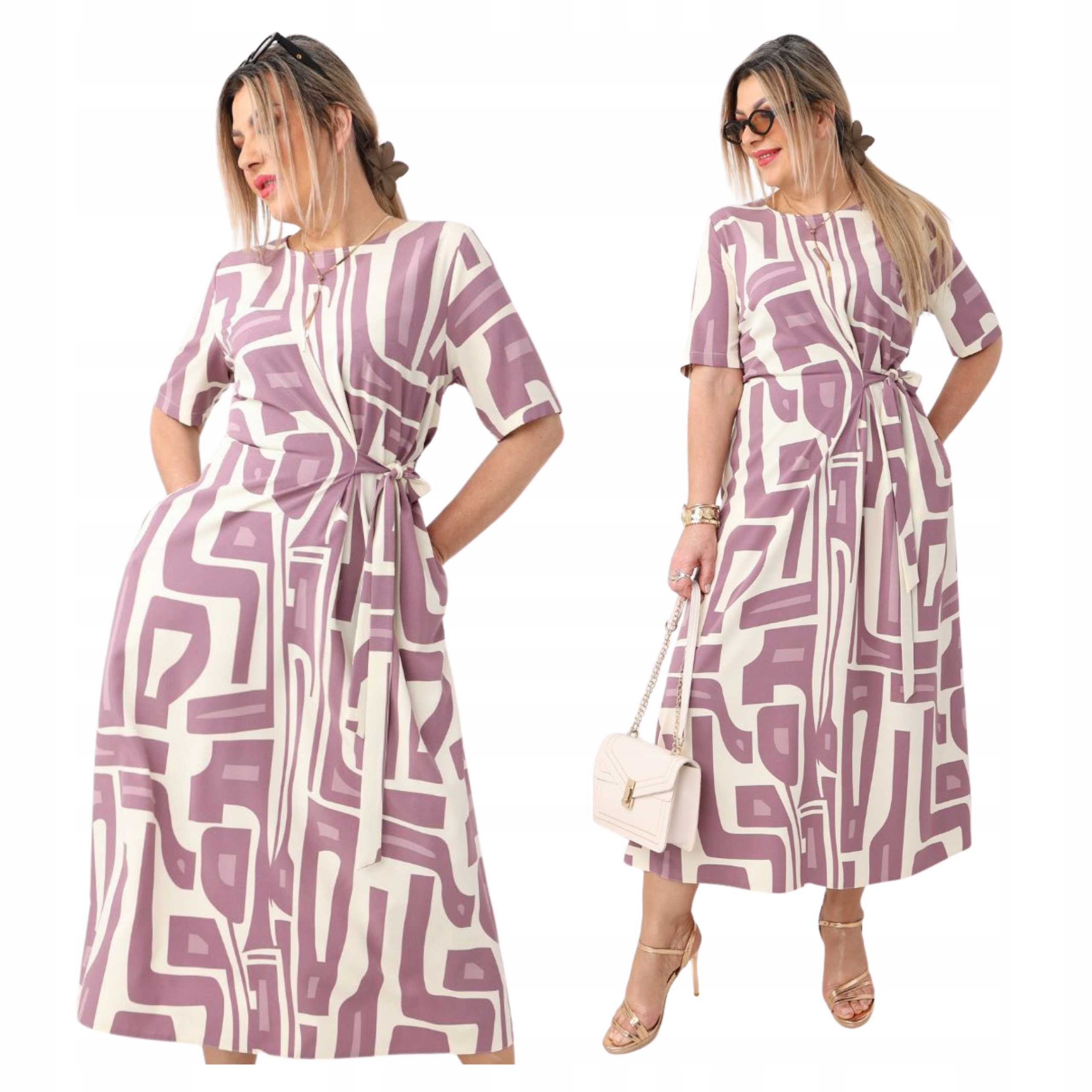 Zwiewna sukienka rozkloszowana Polski Producent duże rozmiary