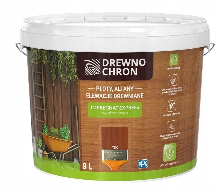 Drewnochron Impregnat do drewna Szybkoschnący Express tik 9L
