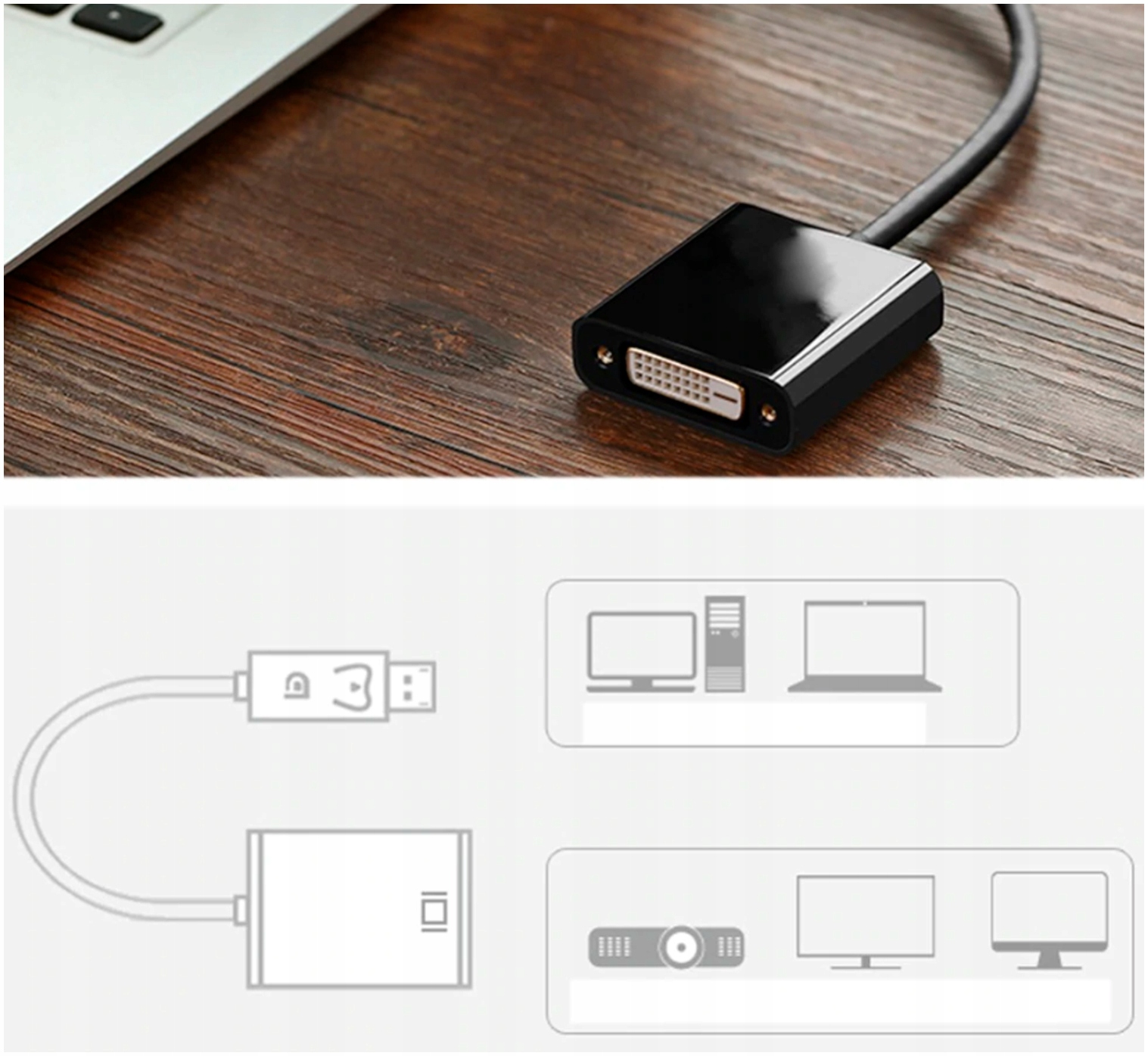 Adapter DisplayPort-DVI Gembird A-DPM-DVIF (biały) Marka Gembird