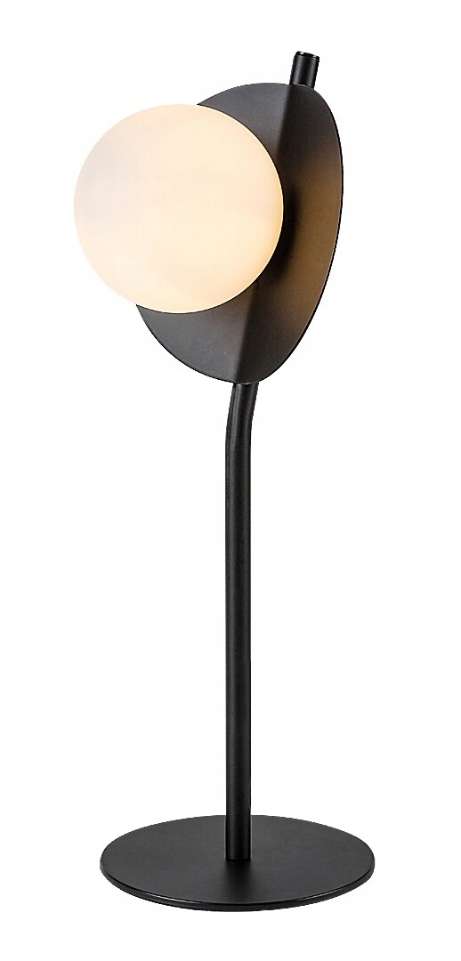 Moderní černá skleněná stolní lampa bílá koule do obývacího pokoje 40 cm Rabalux