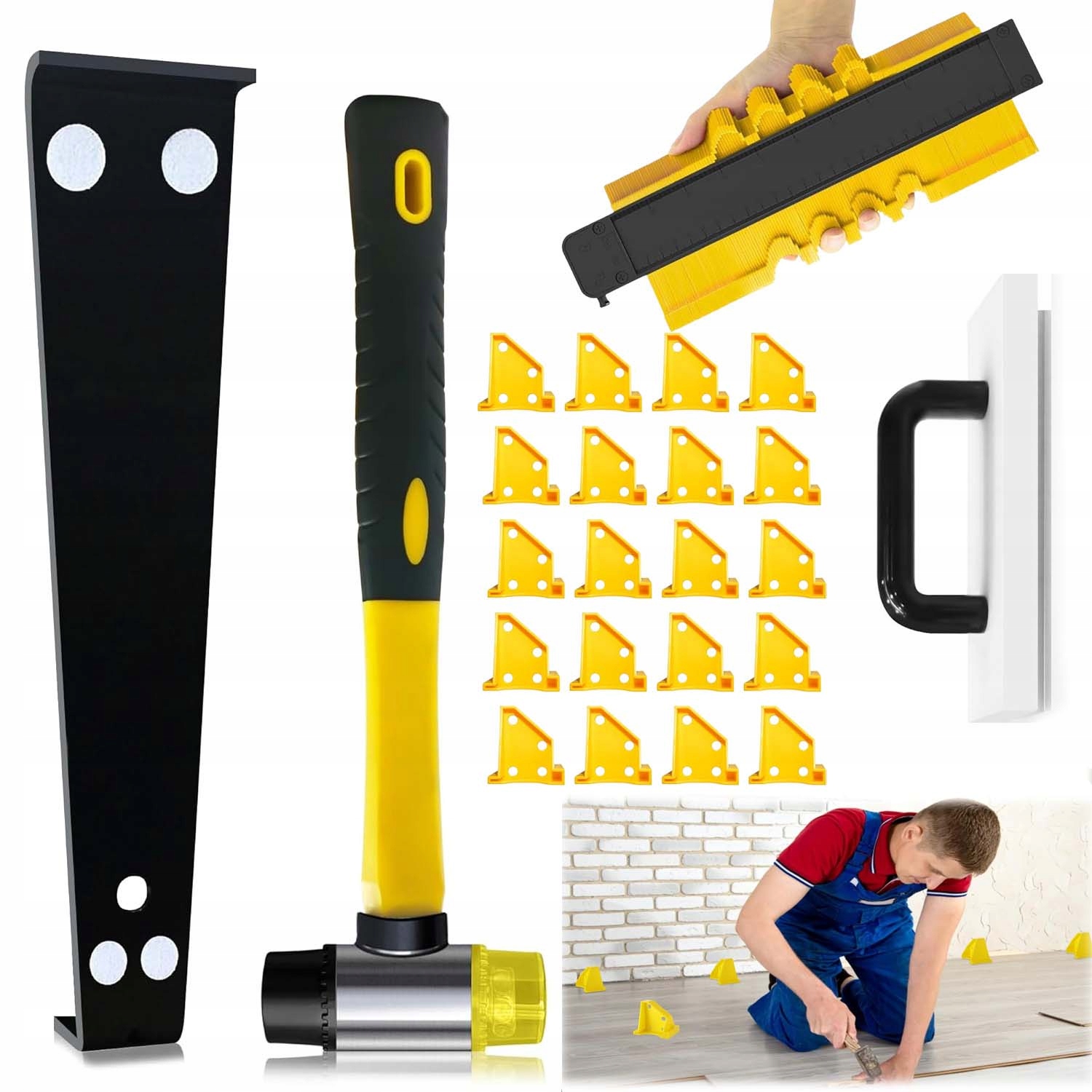 Profesionální Sada Pro Pokládku Podlahových Panelů 20 Klínů Kladivo