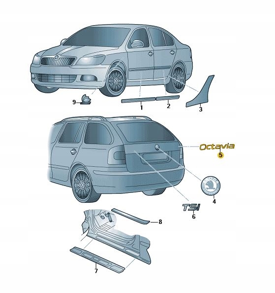 NAPIS OCTAVIA NA TYŁ TYLNĄ KLAPĘ SKODA OCTAVIA Marka Skoda