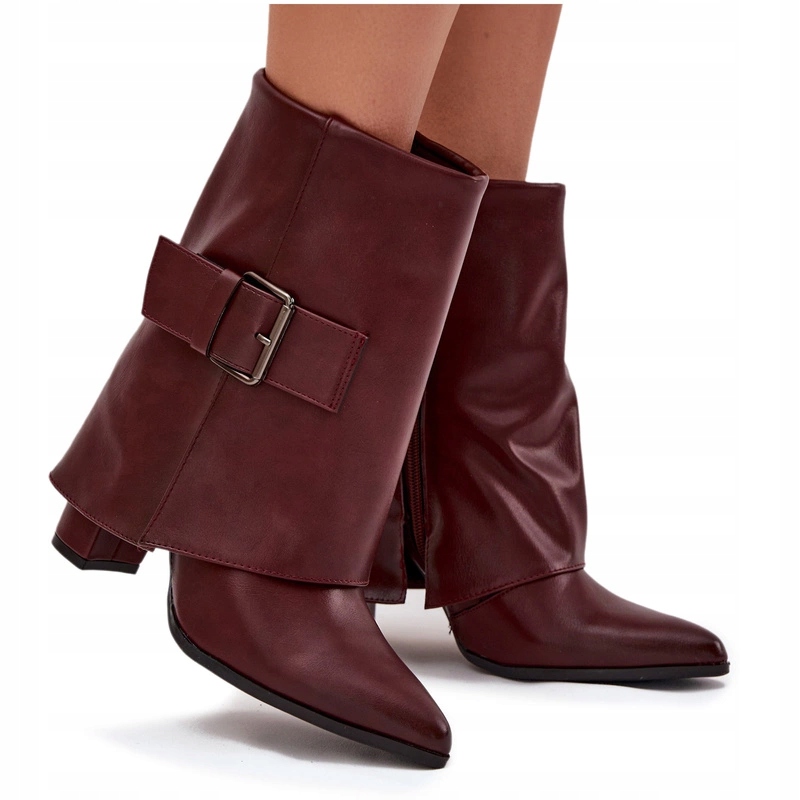 Dámské Kotníkové Boty Zateplené Vyšívaným Svršek Spona Sloupek Vínová 40