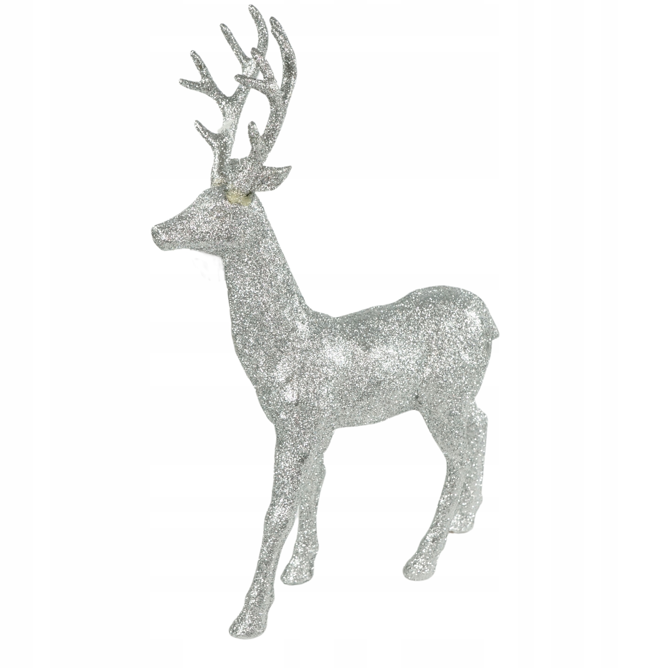 

Duży srebrny renifer 35 cm ozdoba figurka