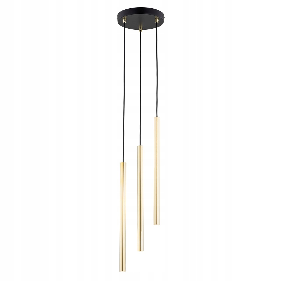 Trojitá závesná lampa Sofia čierna G9 tienidlo Zlatá kovová Tuba Regulovateľná