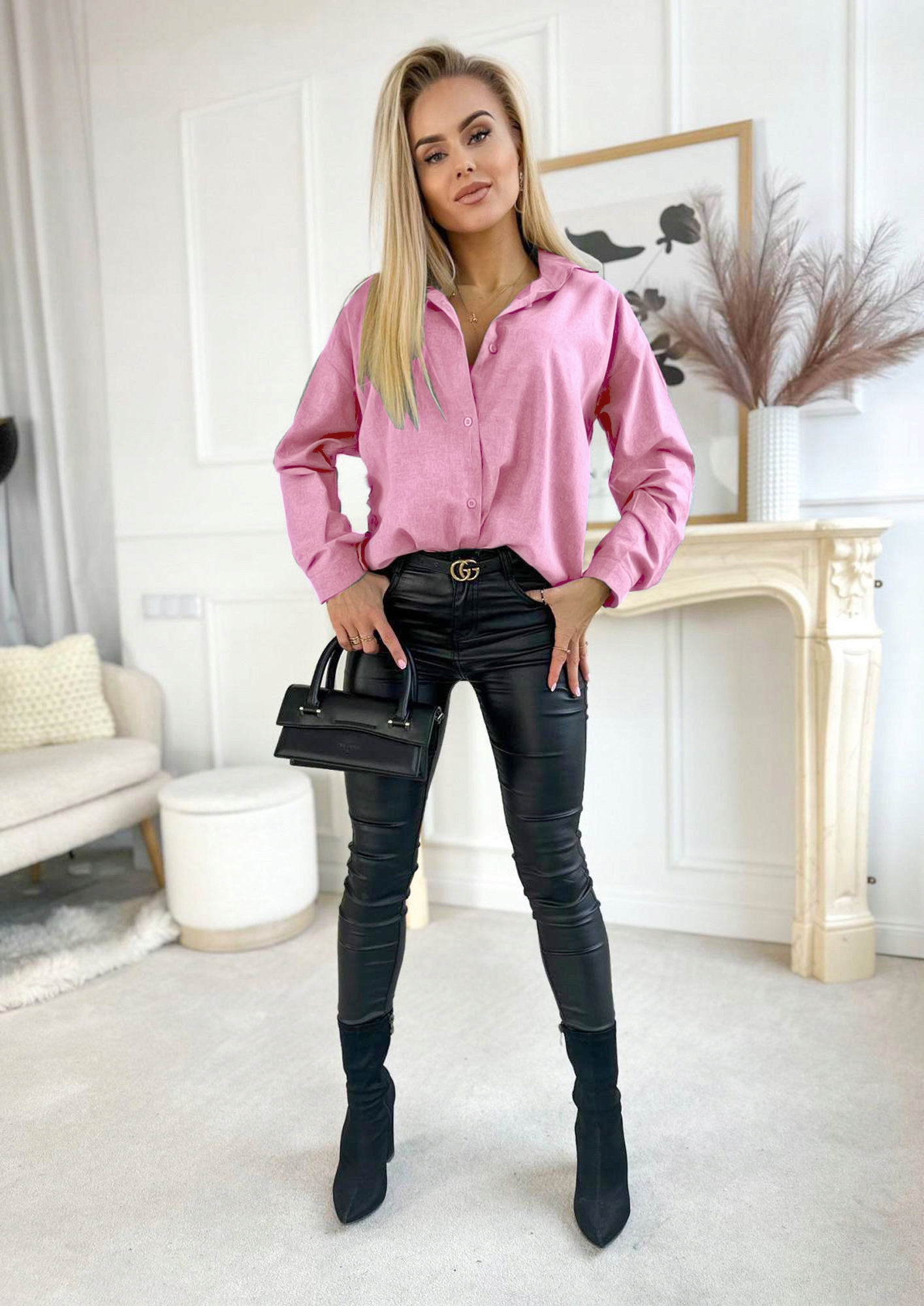 Elegancka KOSZULA DAMSKA bluzka stylowa modna oversize guziki Rozmiar uniwersalny