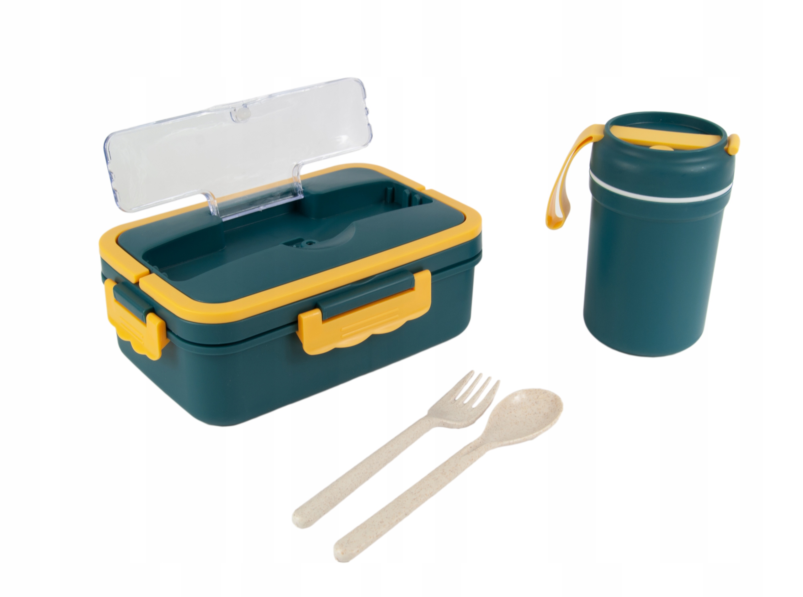 

Lunch Box Śniadaniowy Pojemnik 1000ml Kubek 300ml