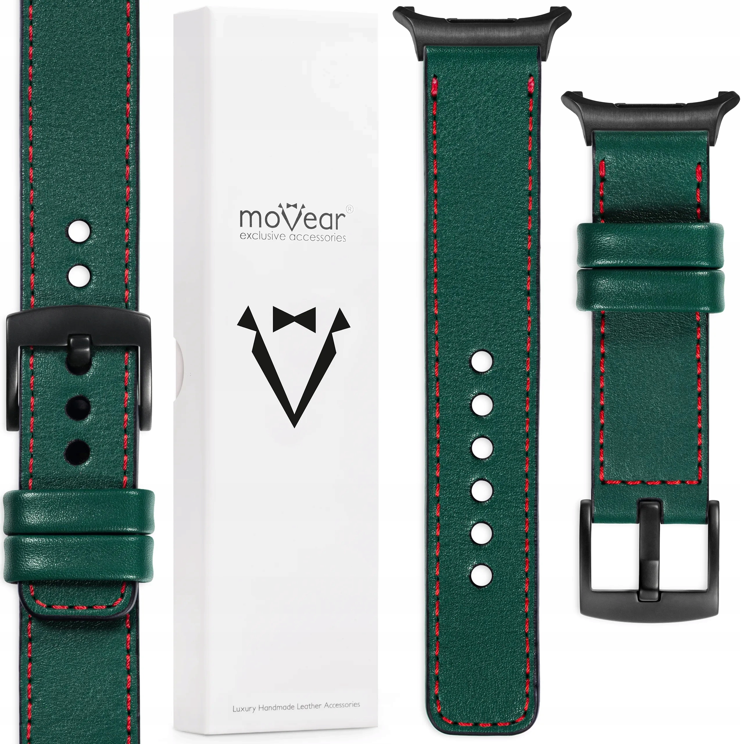 Kožený řemínek pro Samsung Galaxy Watch Ultra 22 mm, prémiový zelený Movear