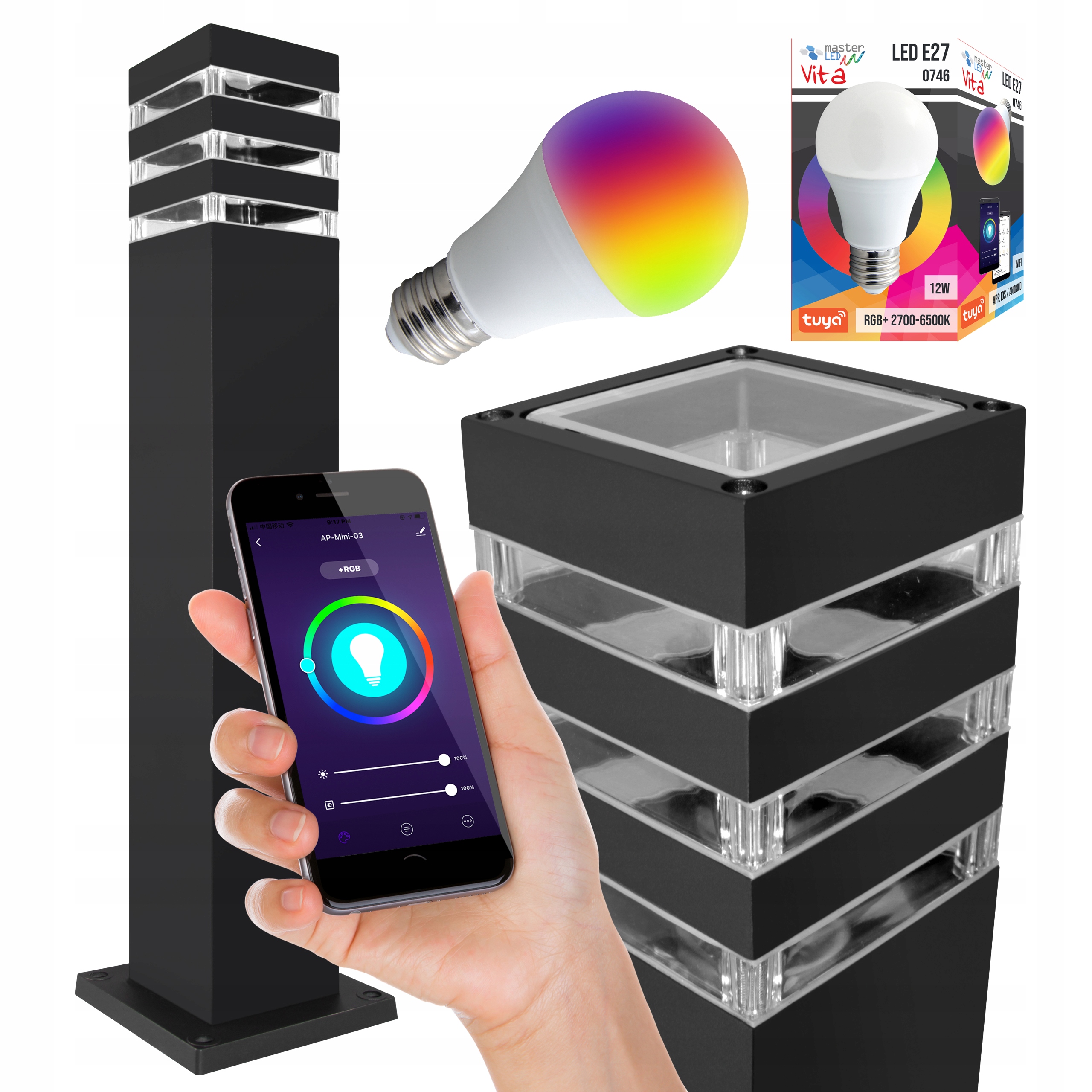 

Lampa Ogrodowa Led 60cm stojąca Żarówka Rgb WiFi