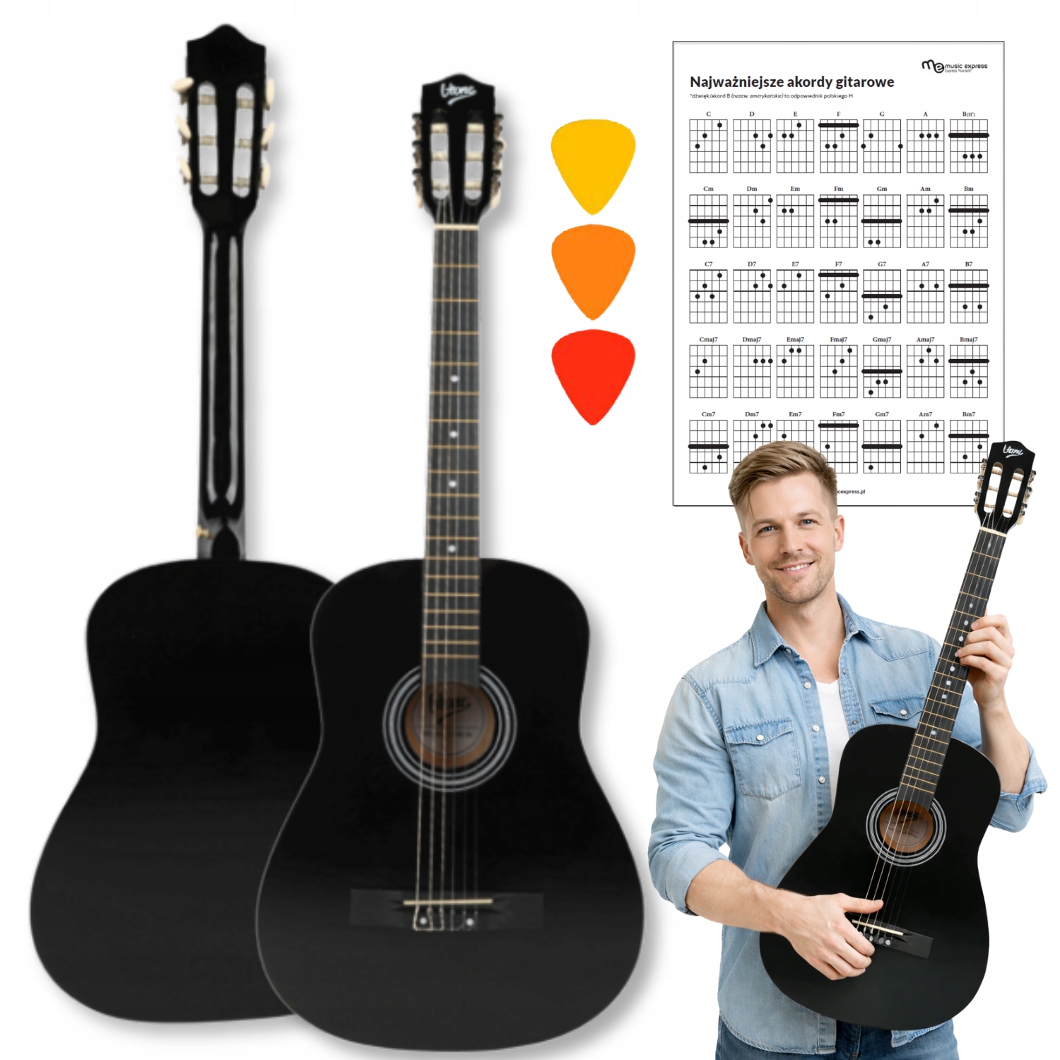 Kytara klasická 4/4 pro začátečníky pro výuku hry kostky