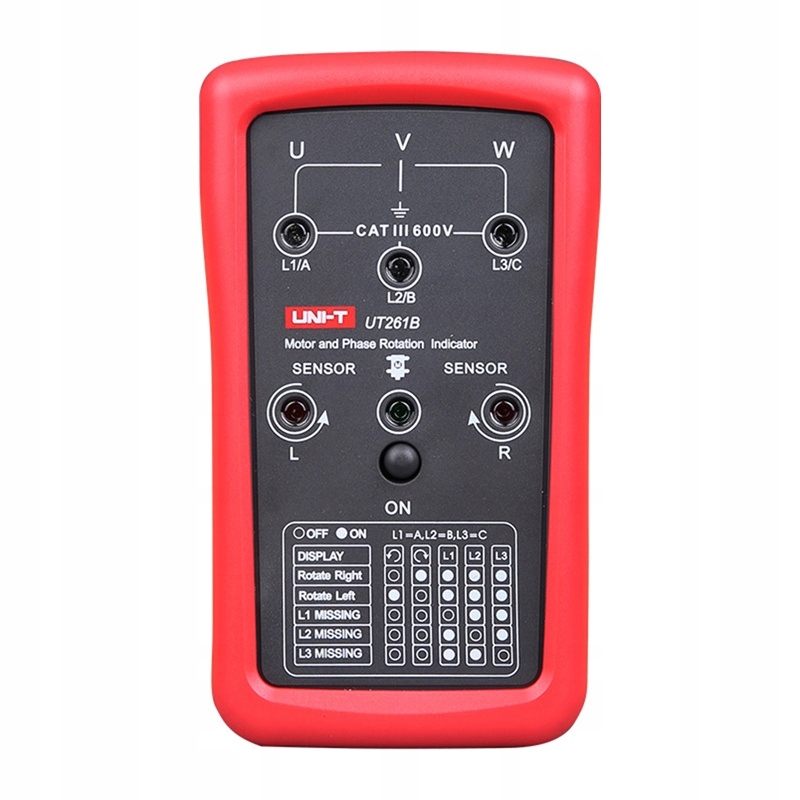 Uni-t UT261B Indikátor pořadí fází a otáček motoru 90–600 V 15–400 Hz