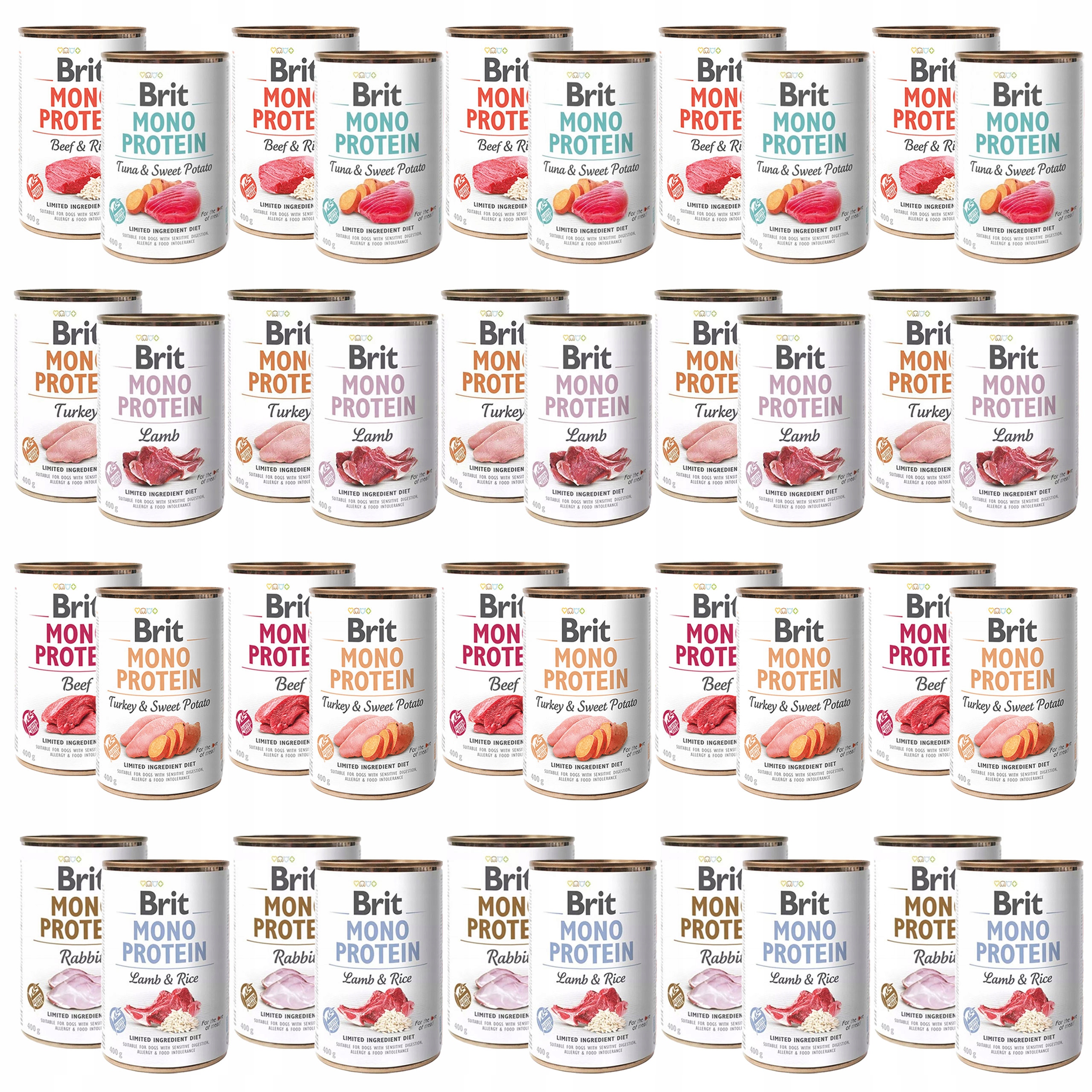 Levně Krmivo mokré Brit Mono pro psa mix chutí 40 x 400 g, bezobilné, monoproteinové