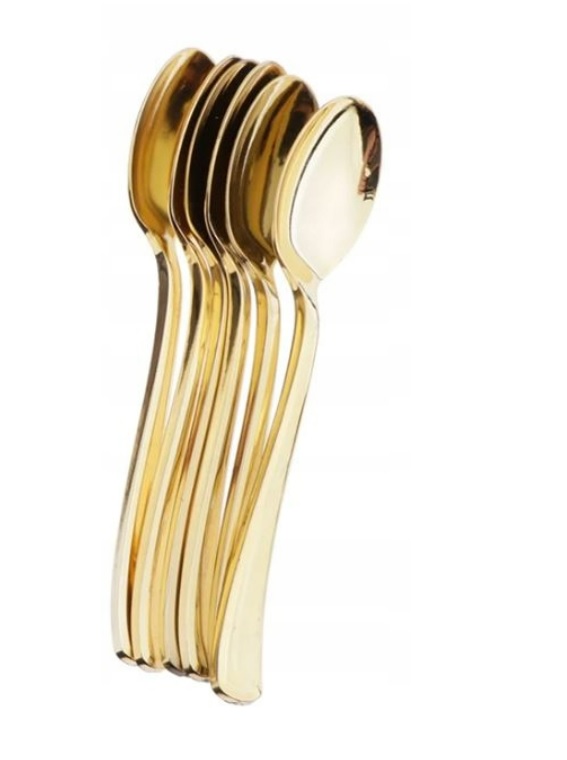 

łyżeczki plastikowe jednorazowe złote- 10 szt