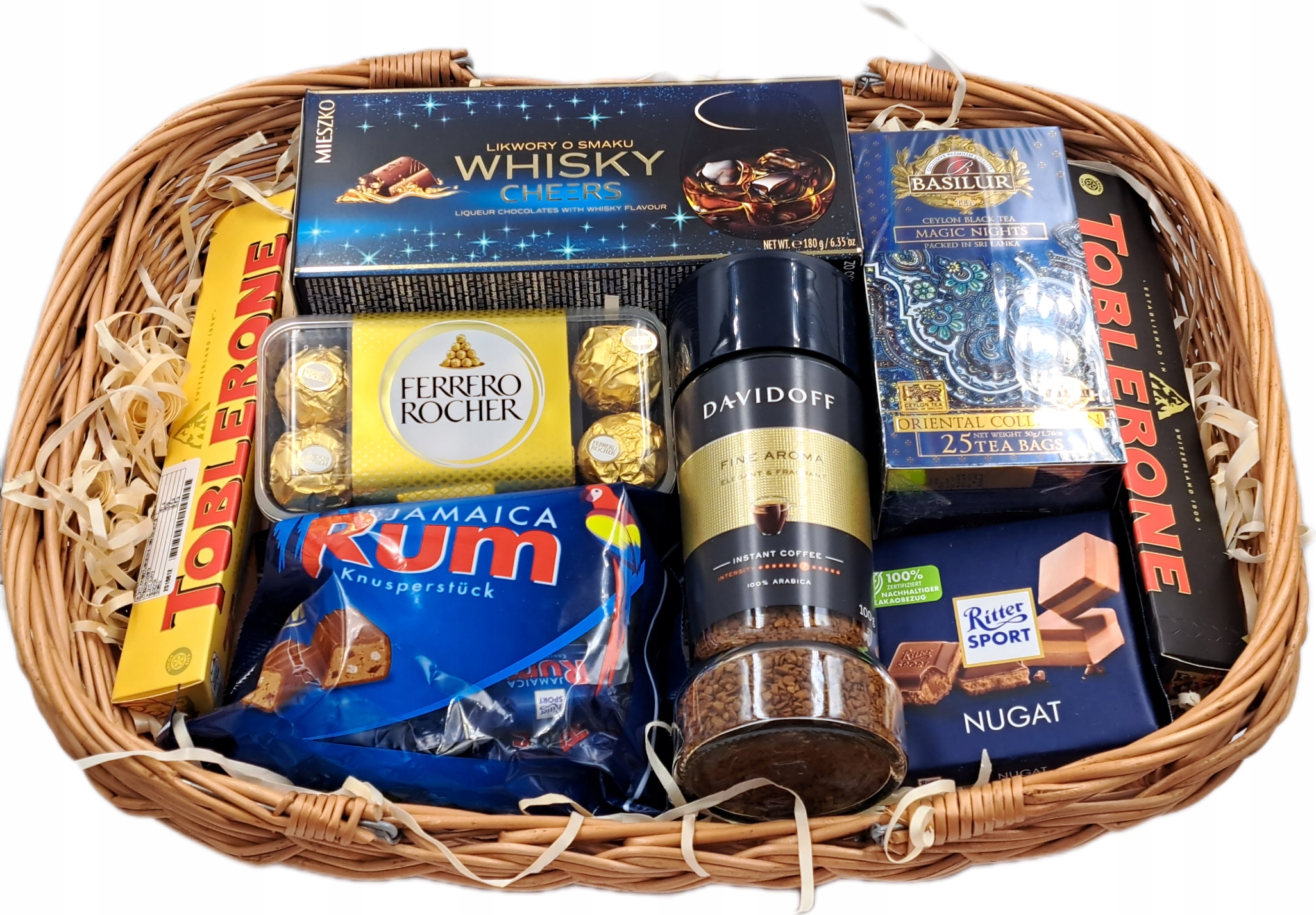 Velký dárkový koš sladkostí káva Lavazza Čaj Basilur