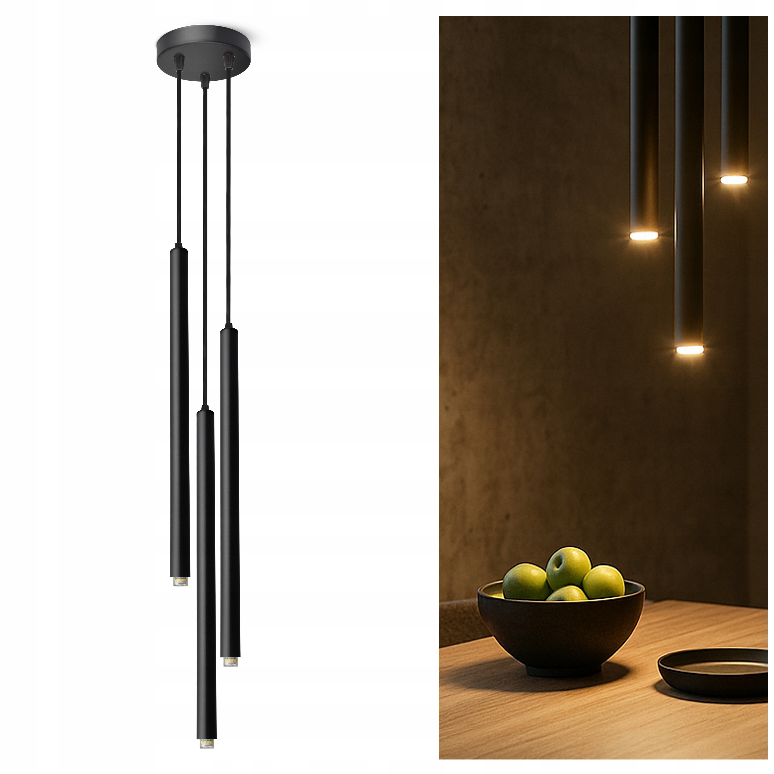 Závěsná stropní lampa Laser Sopel Tuba 853-EZ3 Černá G9 3-bodová Led