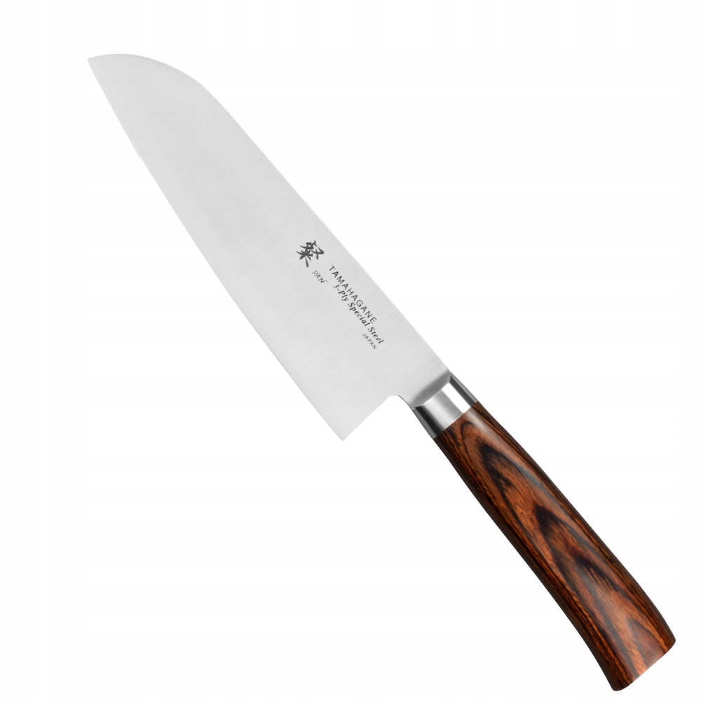 Tamahagane San Brown VG-5 Japonský Nůž Santoku na Zeleniny 17,5 cm
