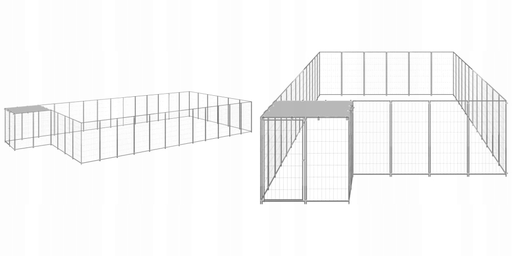 Stříbrná Kotec pro psa, ocelová, 22, 99 m²