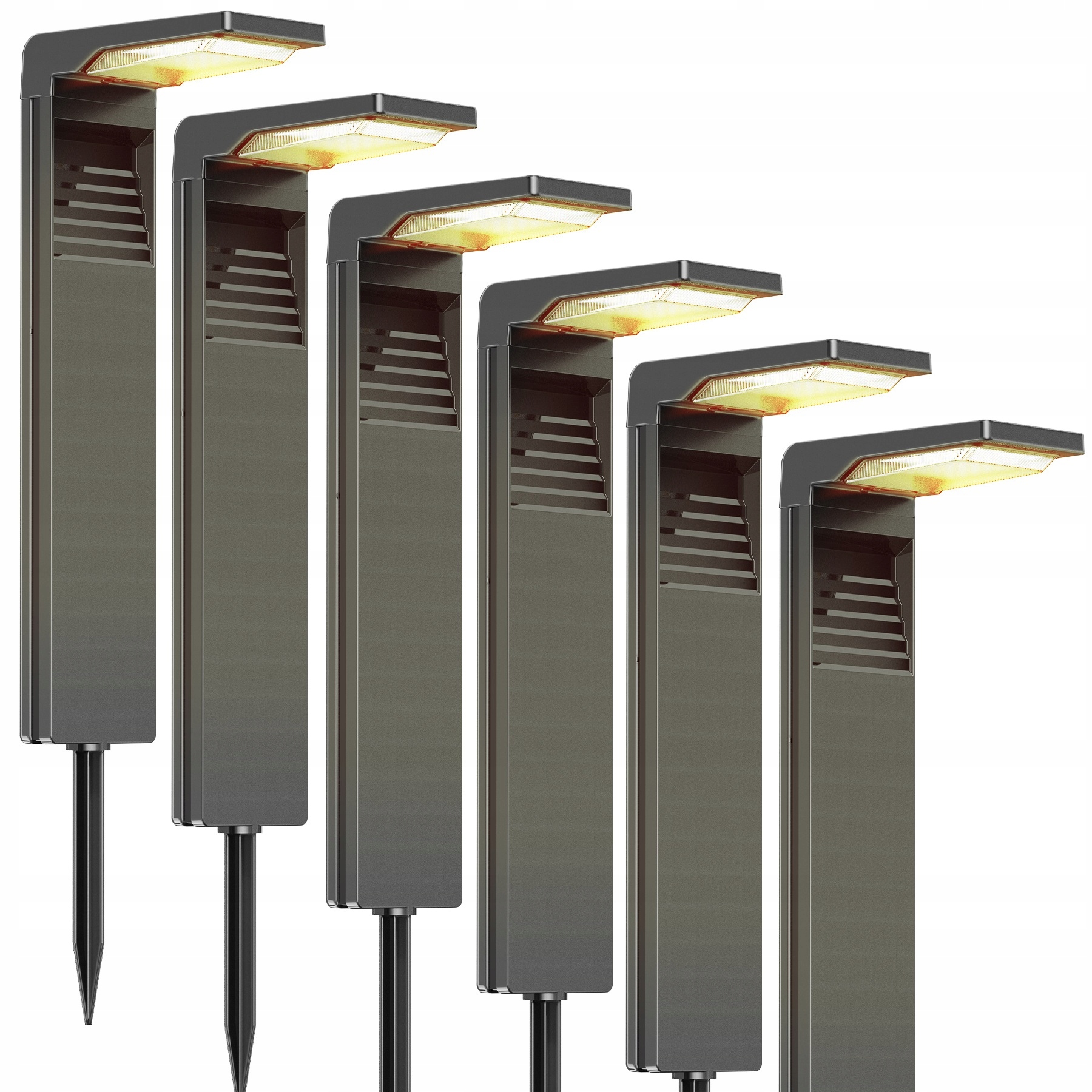 6 Ks Solárna Lampa Led Záhradný Stĺpik Zatĺkací Špíz Senzor Súmraku