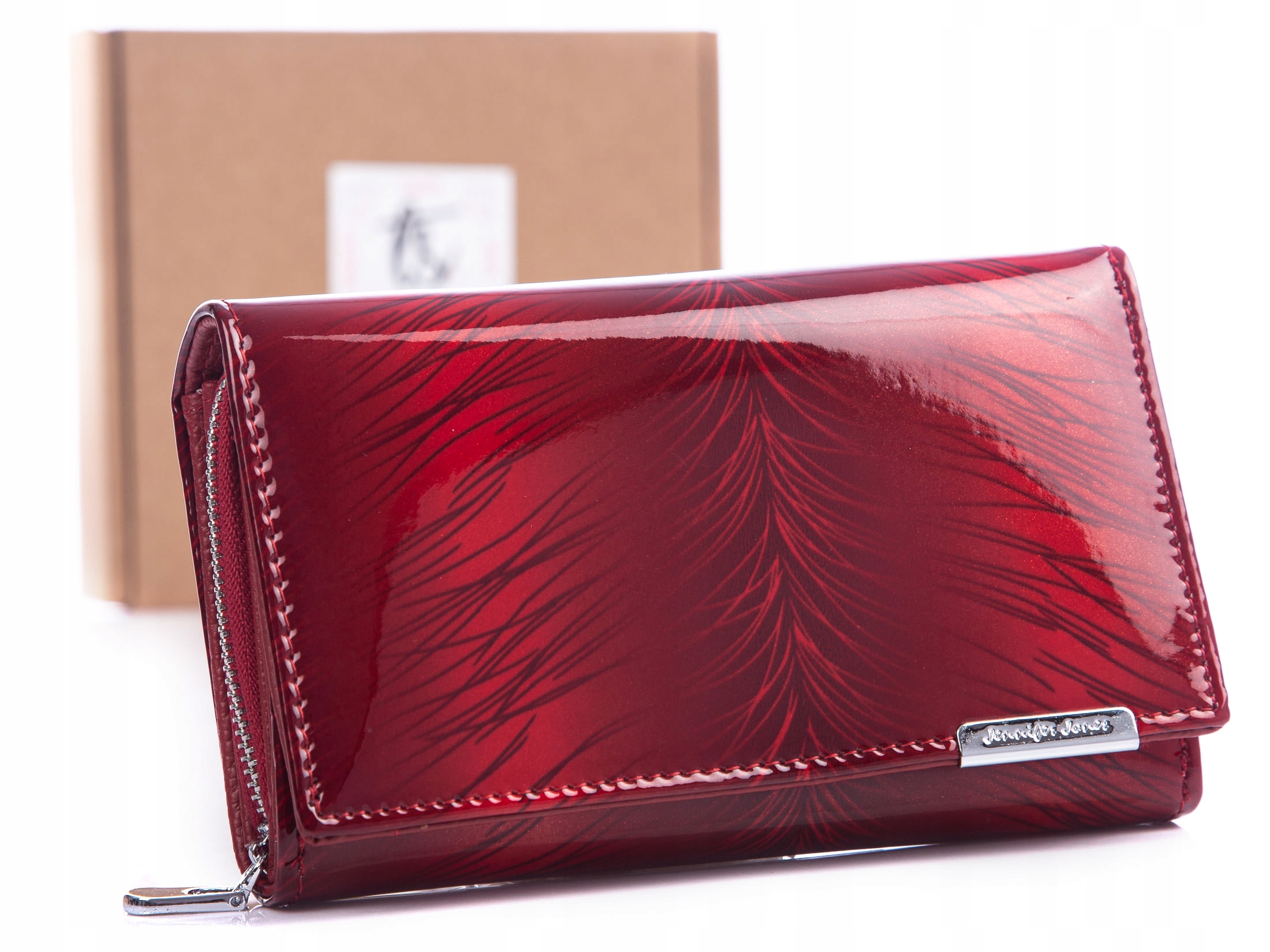 Velká dámská lakovaná třešňová peněženka Rfid
