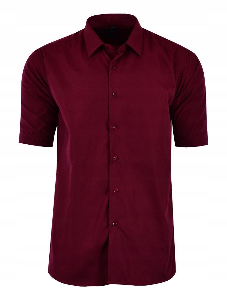 

Koszula Gładka Bordowa Krótki RĘKAW_41/42