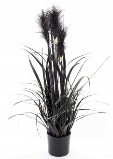 SZTUCZNA TRAWA DEKORACYJNA ROŚLINA W DONICZCE 80cm czarna