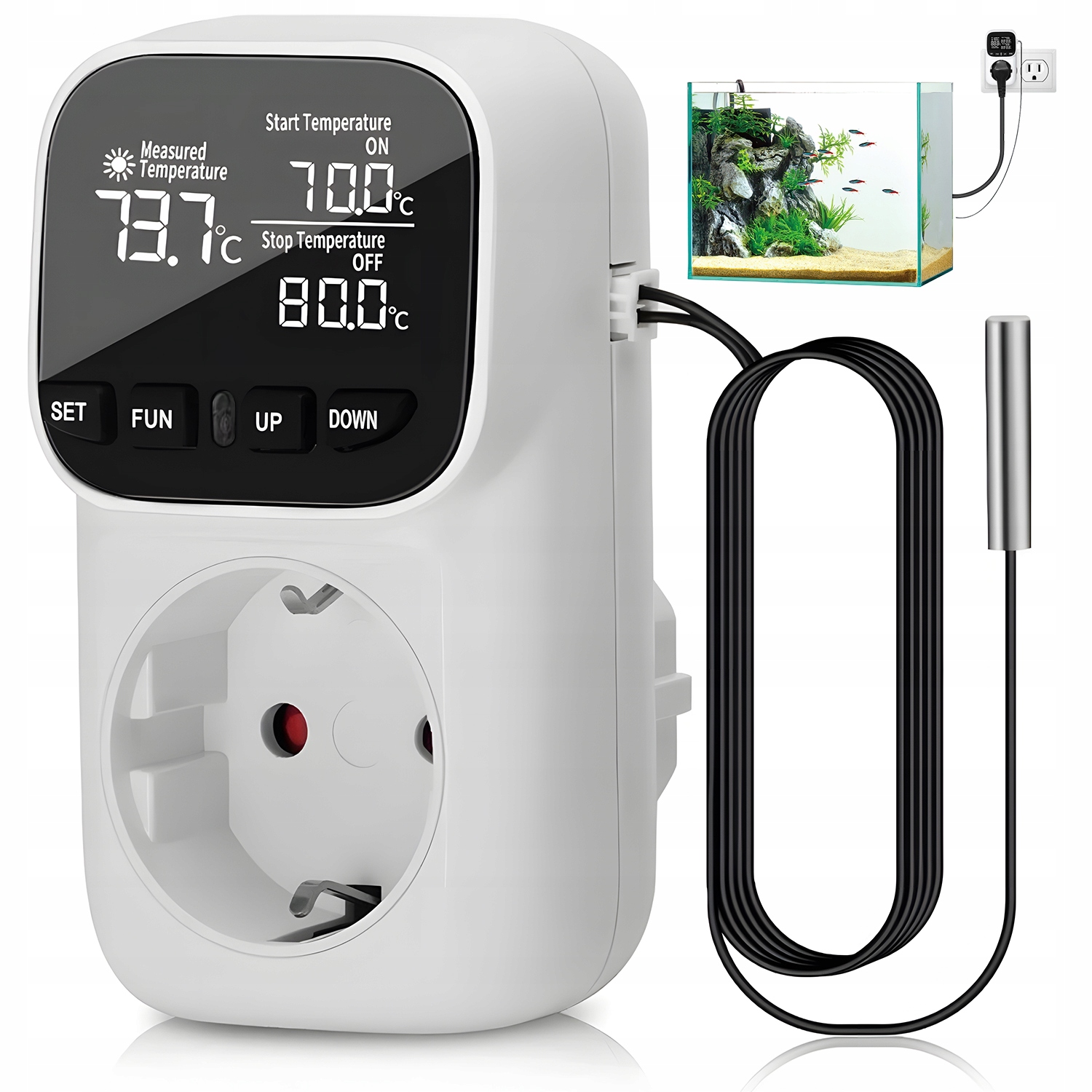 Levně Elektronický Termostat, Regulátor Teploty S Časovačem – 40°C – 120°C, Bílý