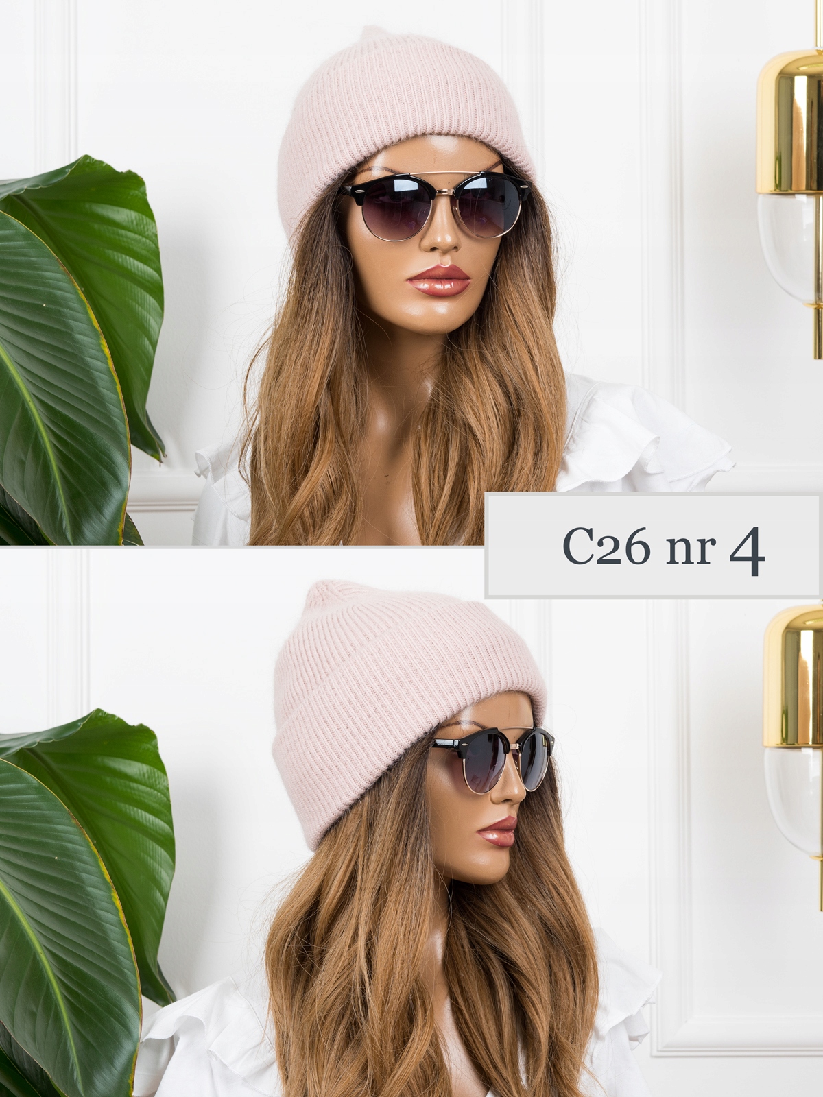 ELEGANCKA CZAPKA DAMSKA ZIMOWA WEŁNIANA CIEPŁA W PRĄŻKI Model eleganckI beanie modny jakość PREMIUM latte gładki