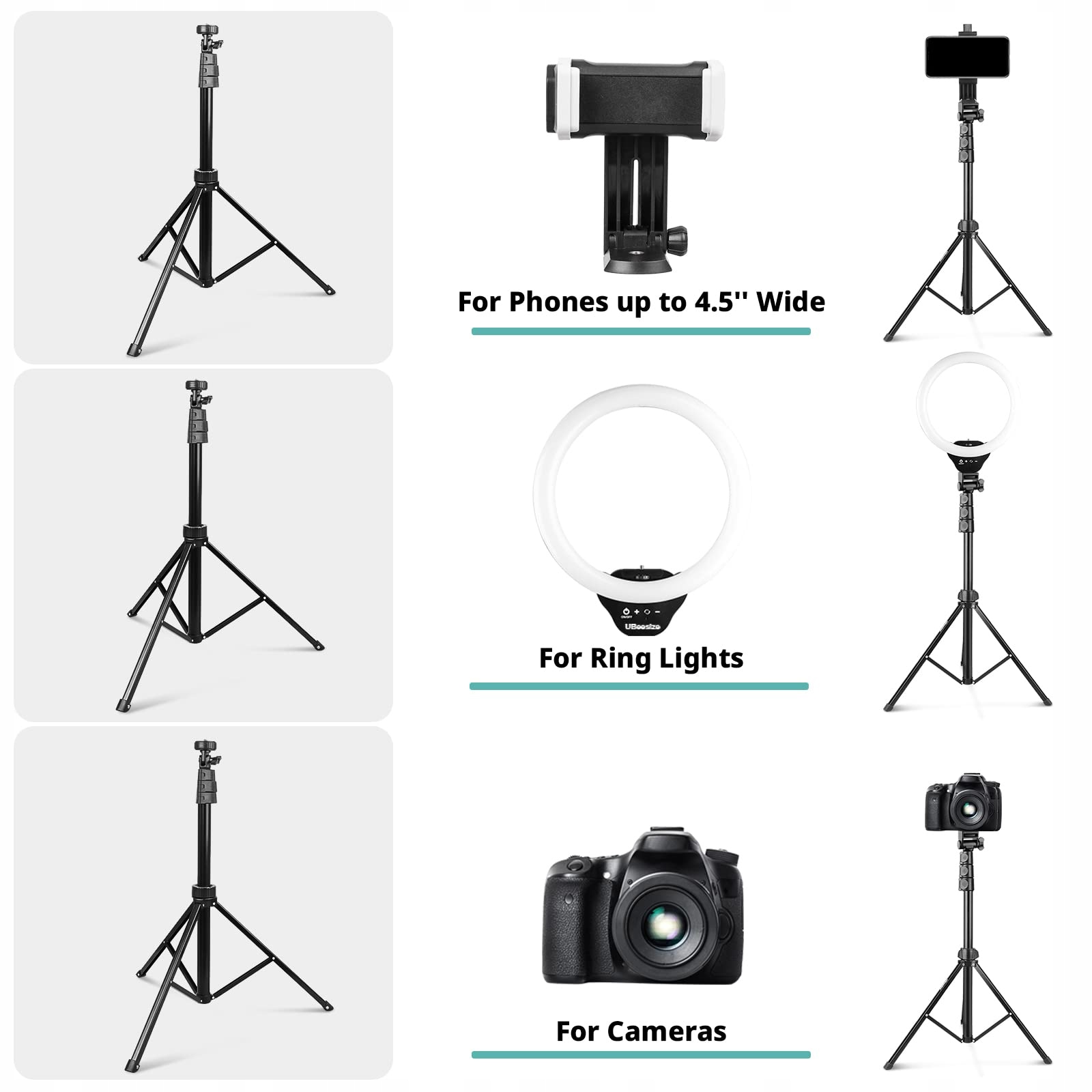 UBeesize Lampa pierścieniowa ze statywem, 10" lampa — miniatura 5