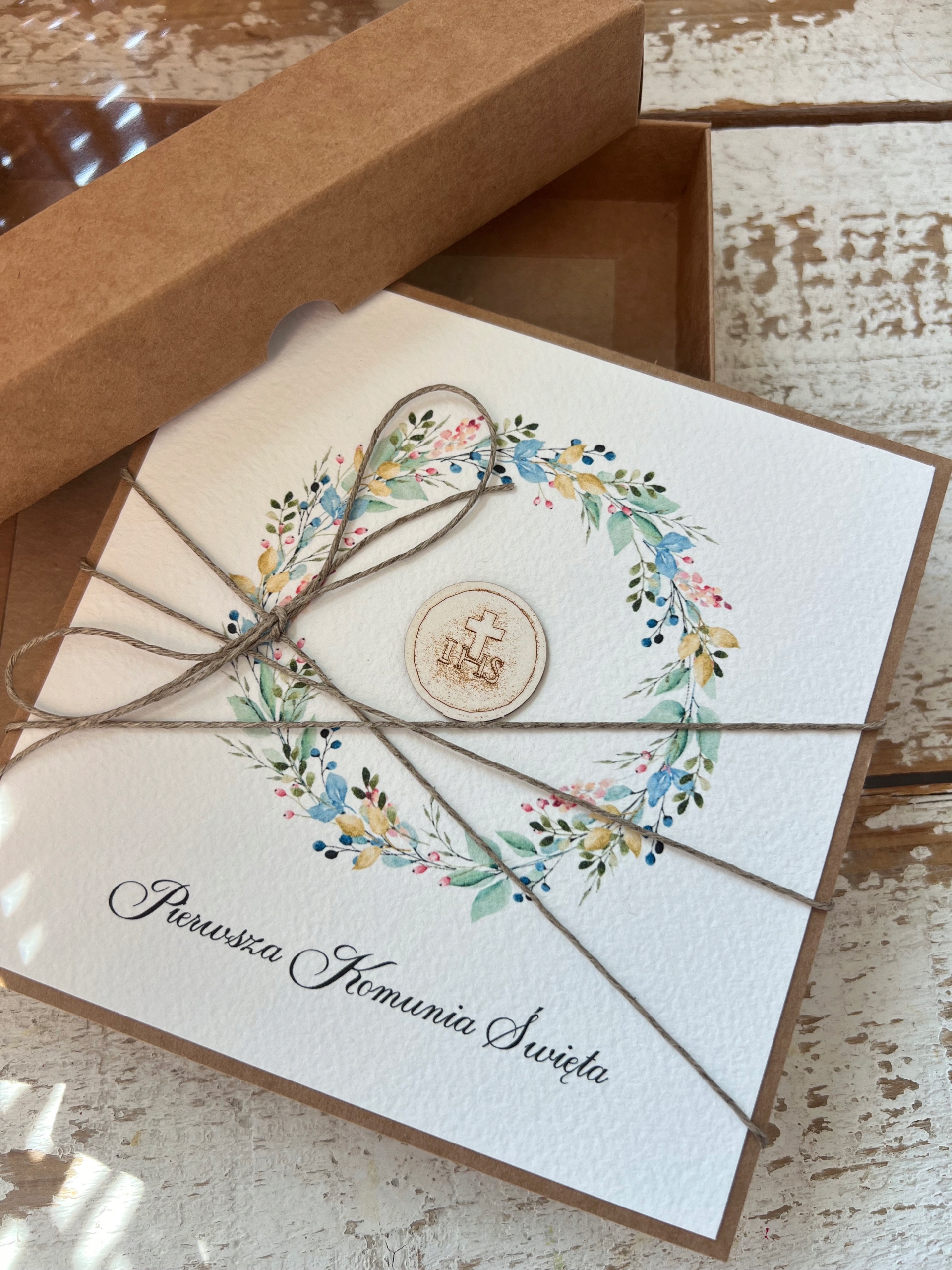 Ručně vyráběná pohlednice na svaté přijímání Památka přijímání