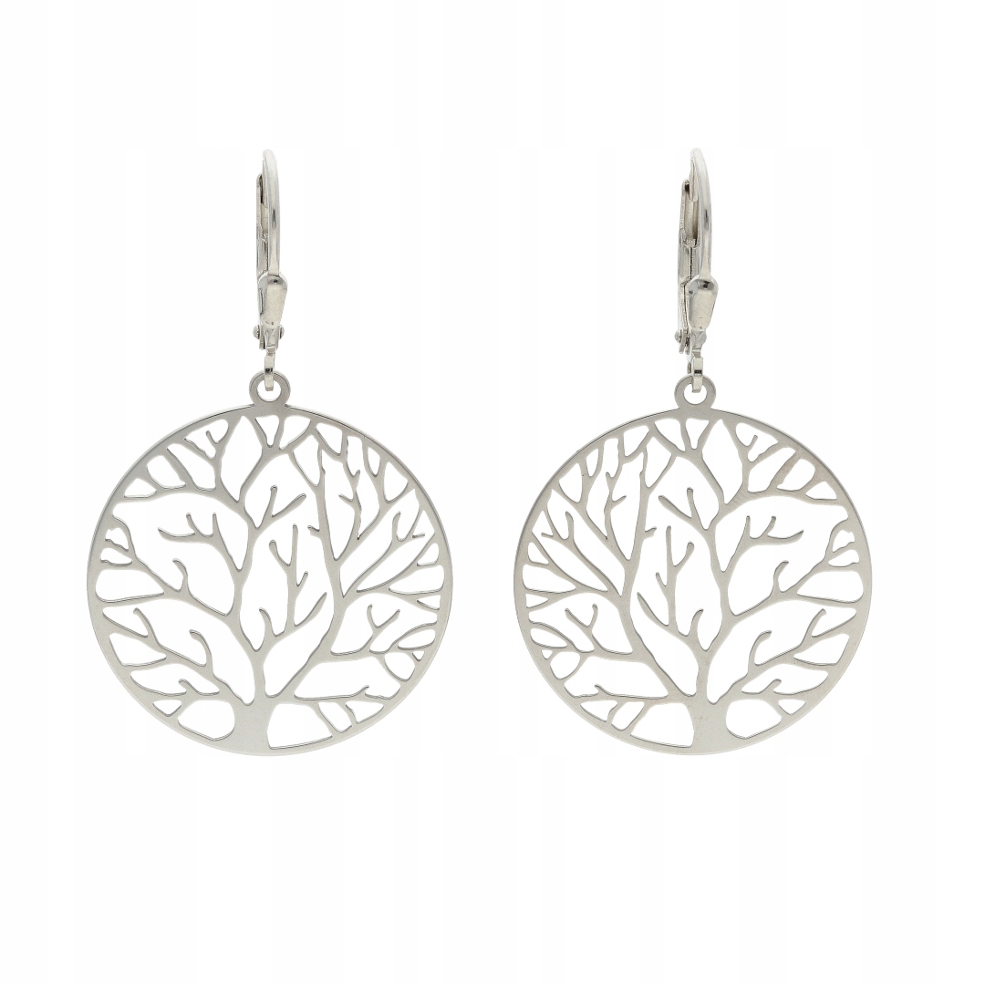 Náušnice kulaté se stromem stříbro rhodiované