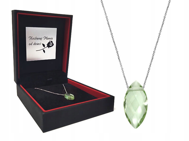 

Srebrny naszyjnik 925 markiza kamień Prasiolit