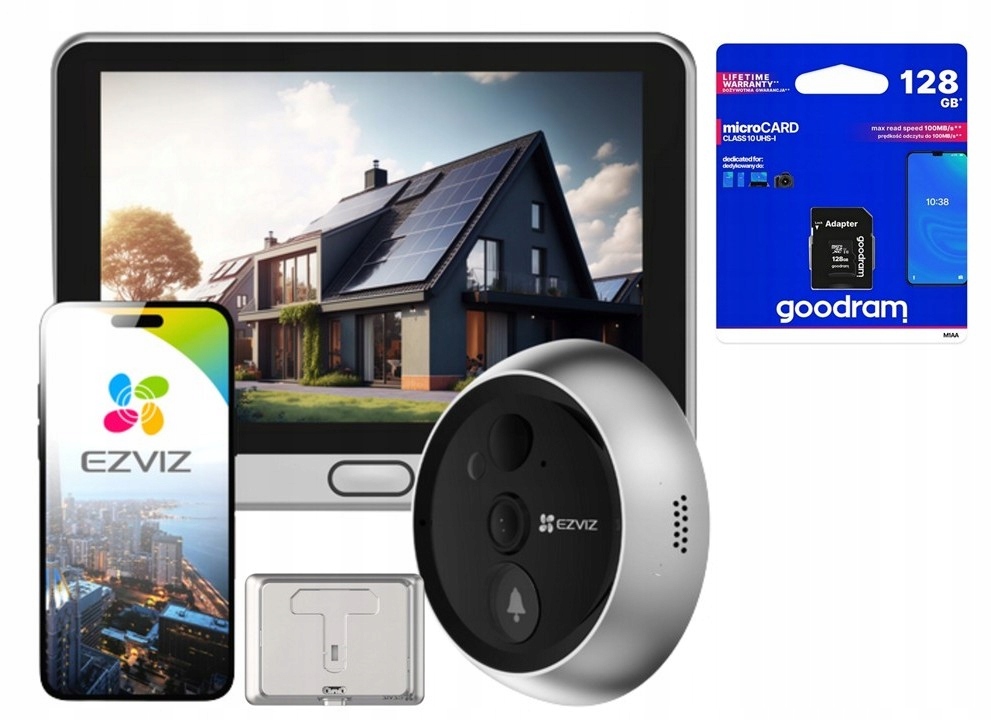 Elektronický hľadáčik Judáš Ezviz CS-DP2 2K 3MP dotykový displej Karta 128GB