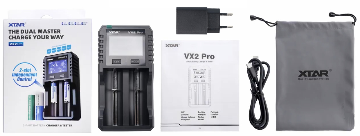 Nabíječka Xtar VX2 Pro Set 10440-32650 1,5V/3,6V Li-ION/ LiFePO4/ Ni-MH