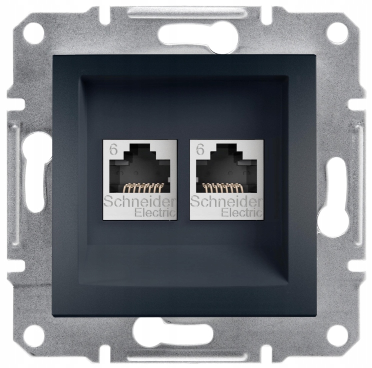 Počítačová zásuvka EPH4800171 Asfora RJ45 2x kat.6 Utp bez rámečku antracit