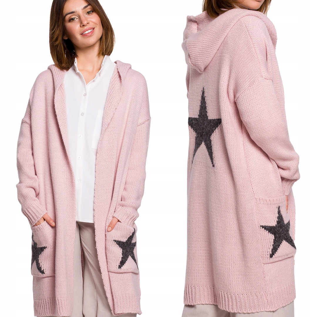 

długi Kardigan z Kapturem Niezapinany 40/42 L/XL