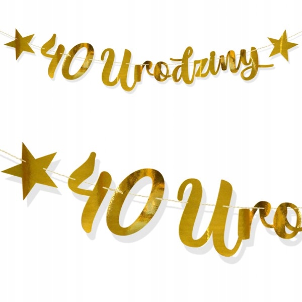 

40, Lub 4 Urodziny Metaliczne Złoto / Baner 100CM