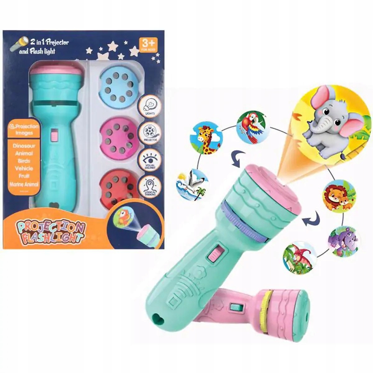 787408 LATARKA 2w1 PROJEKTOR 3 KOLORY PEGAZ