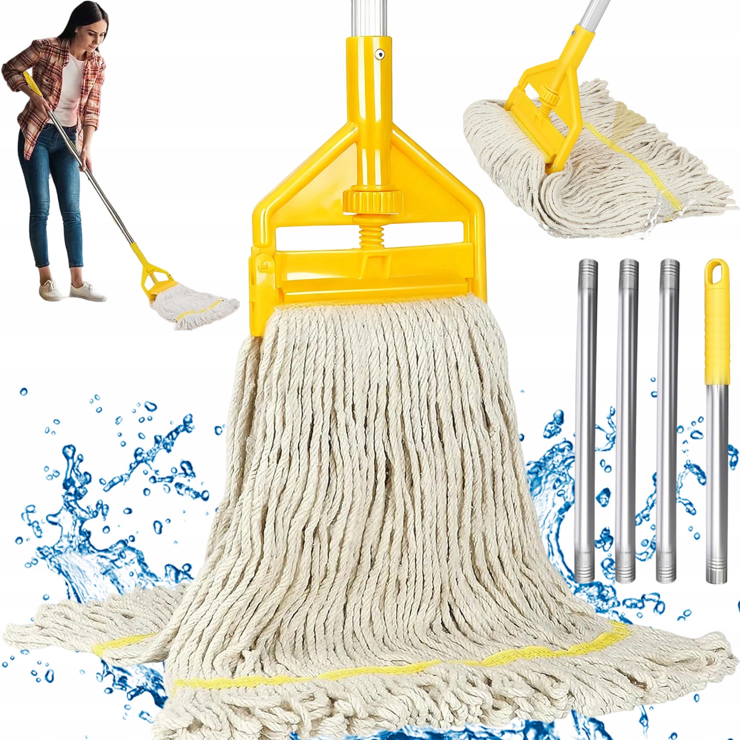 Levně Bavlněný Savý Mop Dlouhý 147 CM Pro Čištění Domu, Kanceláře